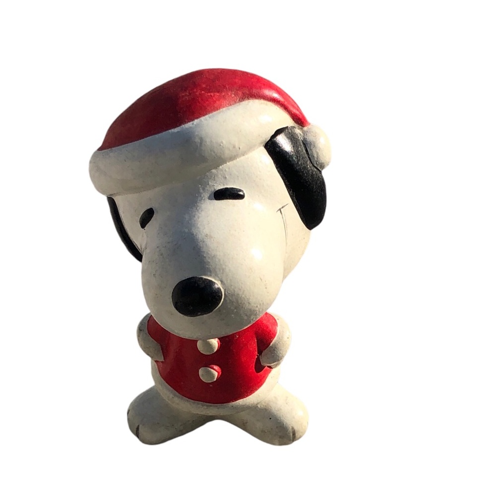 SNOOPY Vintage Christmas Bobblehead Santa Peanut Figurine with Red Santa Hat